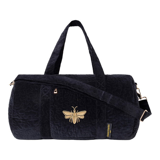 Elizabeth Scarlett Honey Bee Charcoal Velvet Overnight Bag