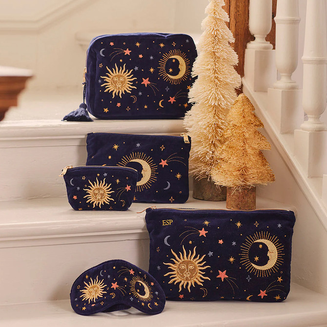 Elizabeth Scarlett Celestial Navy Velvet Mini Pouch
