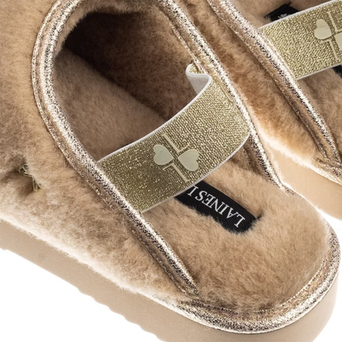 Laines London Flatform Cloud Coffee & Croissant Toffee Slipper US 9-10