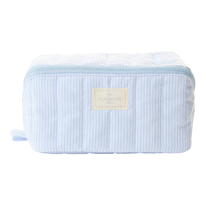 THE FLAT LAY CO. Marshmallow Flat Lay Makeup Box Bag - Cozy Cotton Blue Stripes
