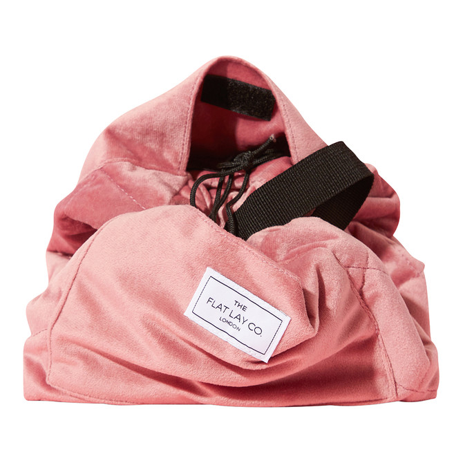 THE FLAT LAY CO. Drawstring Flat Lay Makeup Bag - Pink Velvet