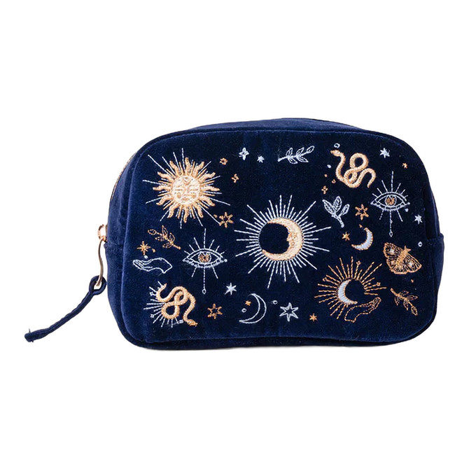 Elizabeth Scarlett Boho Mysticism Navy Velvet Makeup Bag