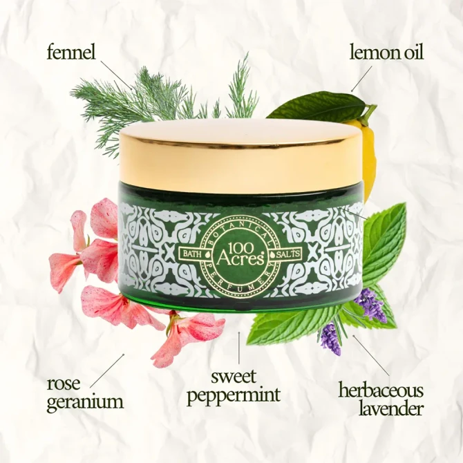 100 Acres Peppermint & Fennel Bath Salts 250g