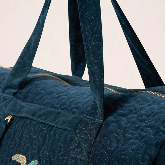 Elizabeth Scarlett Turtle Conservation Marine Navy Velvet Overnight Bag