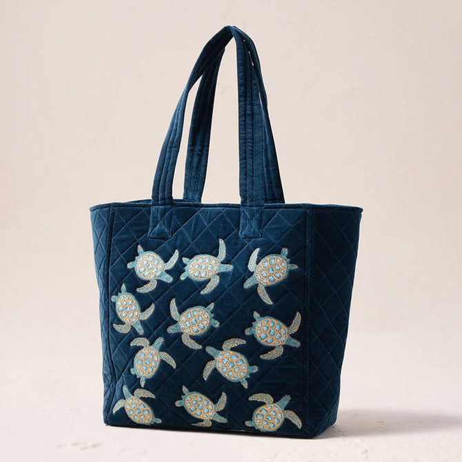 Elizabeth Scarlett Turtle Conservation Marine Navy Tote Bag
