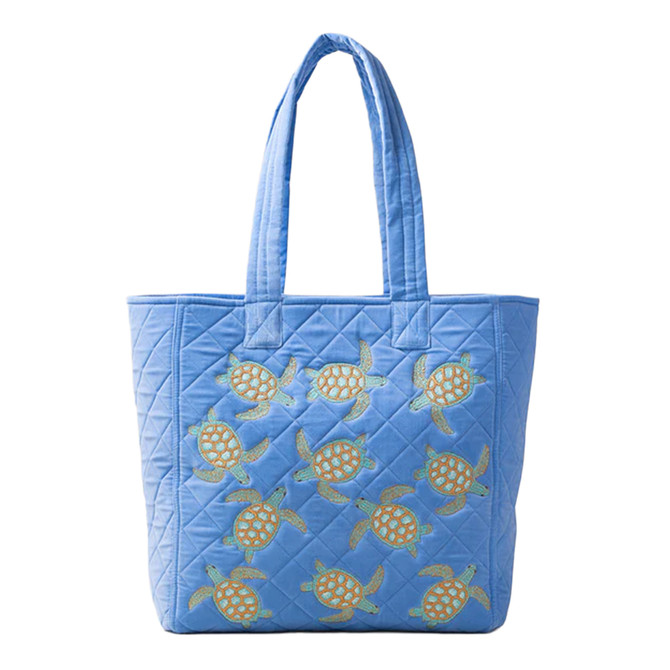 Elizabeth Scarlett Turtle Conservation Caribbean Blue Velvet Tote Bag