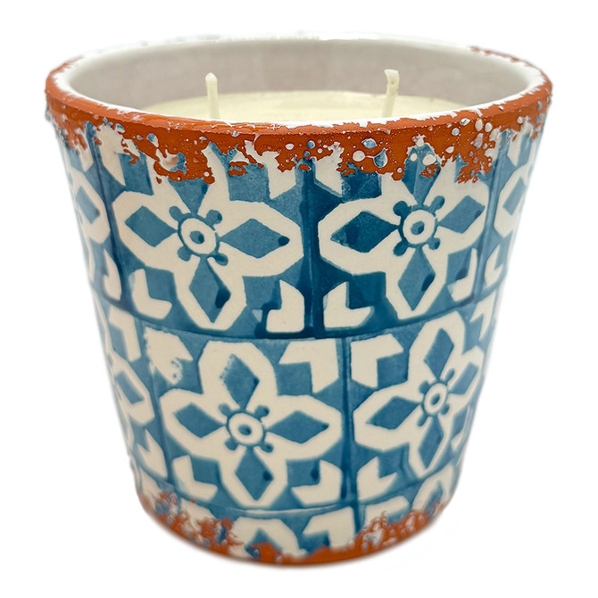 Wax Design Mosaic Ceramic Candle 12cm - Teal Blue