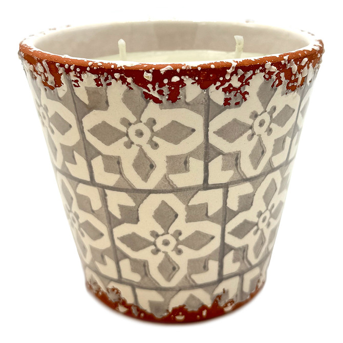 Wax Design Mosaic Ceramic Candle 12cm - Pale Grey