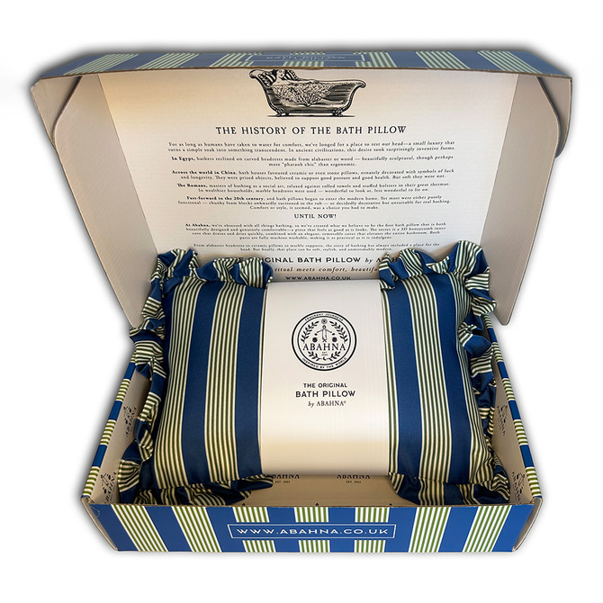 ABAHNA Bath Pillow & Cover - Blue & Green Stripe