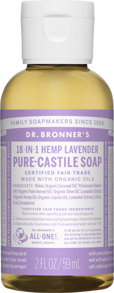 Dr Bronner 18-in-1 Hemp Lavender Pure-Castile Soap - 60ml