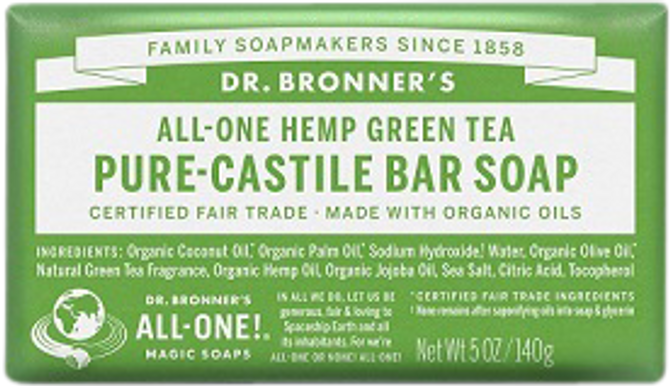 Dr Bronner All-One Hemp Green Tea Pure-Castile Soap Bar