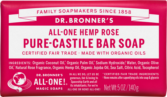 Dr Bronner's All-One Hemp Rose Pure-Castile Soap Bar