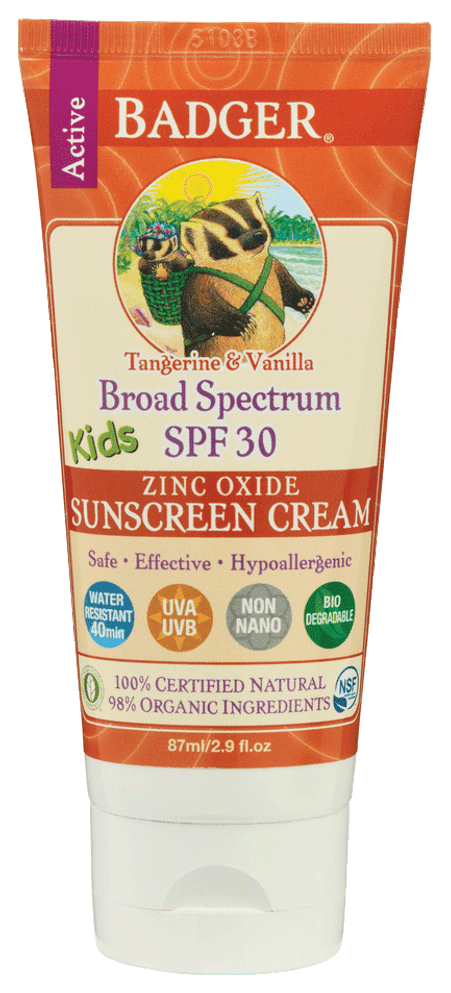 Badger Balm Kids Tangerine & Vanilla Sunscreen Cream SPF30 87ml