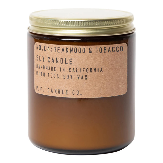P.F. Candle Co. No. 4 Teakwood and Tobacco Standard Soy Jar Candle