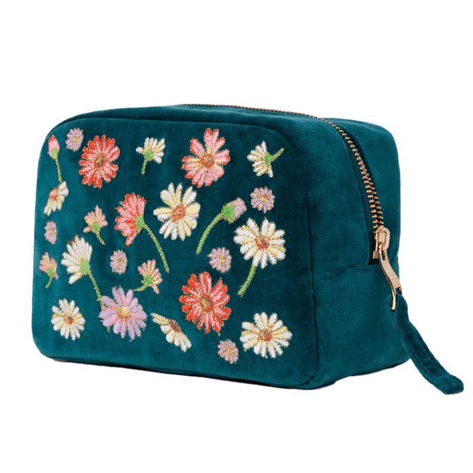 Elizabeth Scarlett Wild Flower Rich Blue Cosmetics Bag 