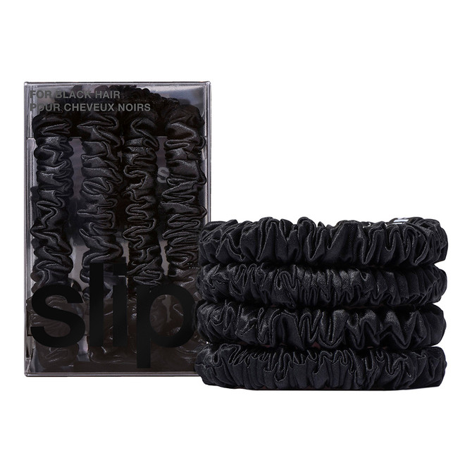 Slip Pure Silk Back To Basics Skinny Scrunchies Black