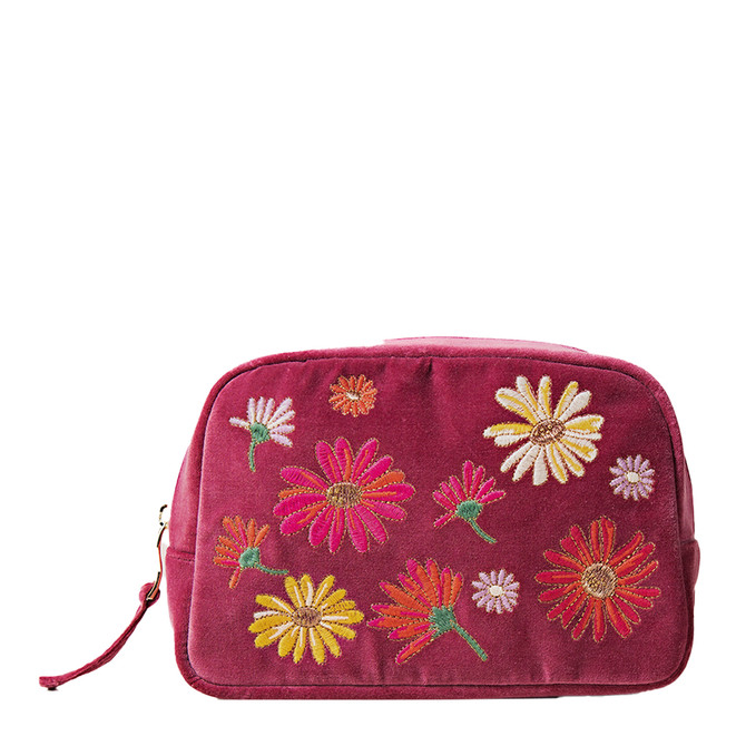 Elizabeth Scarlett Wildflower Dry Rose Velvet Makeup Bag