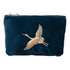 Elizabeth Scarlett Cranes Ink Blue Velvet Mini Pouch