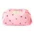 THE FLAT LAY CO Drawstring Flat Lay Makeup Bag - Ditsy Cherries Pink Embroidered Velvet