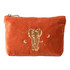 Elizabeth Scarlett Golden Elephants Velvet Rust Mini Pouch