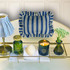ABAHNA Bath Pillow & Cover - Blue & Green Stripe