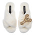 Laines London Classic Cream Slippers with Gold Lobster Brooch