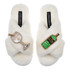 Laines London Classic Cream Slippers with Double Original Gin Brooch