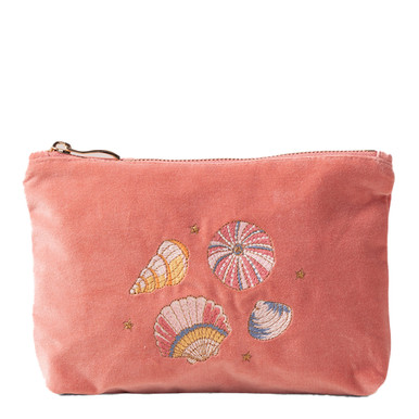 Elizabeth Scarlett Seashell Coral Velvet Mini Pouch | Bath