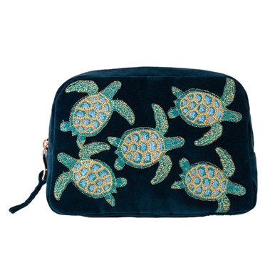 日本未入荷【Elizabeth Scarlett】Palm Turquoise Wash Bag Elizabeth Scarlett Marine Navy Turtle Cosmetic Bag | Bath