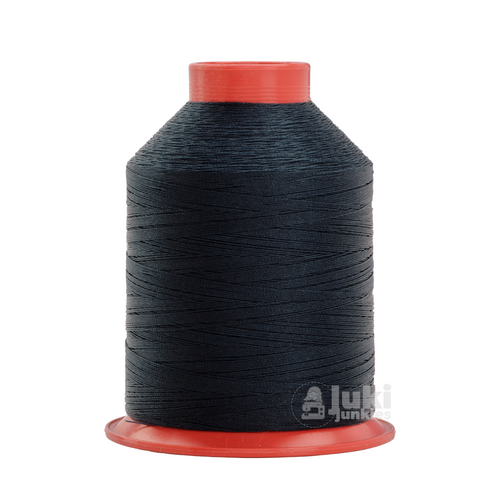 Close-up of a 1,500-yard spool of bonded nylon Tex 70 thread in Navy, showing its smooth, slightly glossy finish.