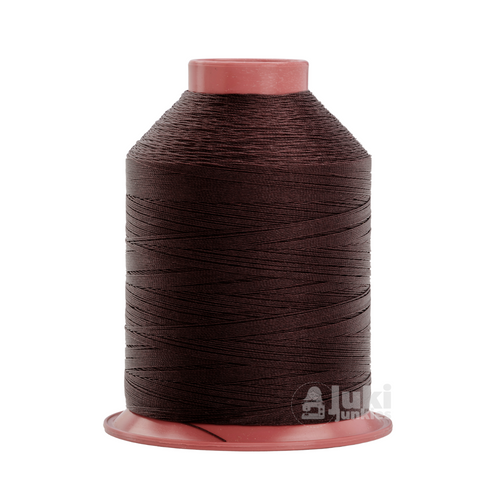 Close-up of a 1,500-yard spool of bonded nylon Tex 70 thread in Ripe Raisin, showing its smooth, slightly glossy finish.