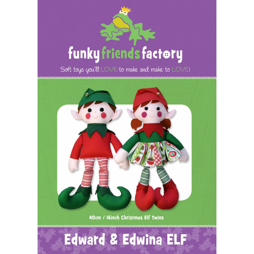funky friends factory Edward and Edwina Elf doll pattern 16 inches tall