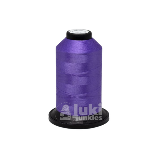 Close-up of a 1,600-yard spool of Aruvo Tex 90 bonded nylon thread in Violet, showing its smooth texture and vibrant color.