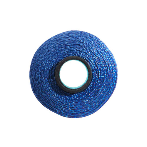 Close-up of a Glide 40 weight polyester thread bobbin in Pacific, size L, with 72 yards of thread.