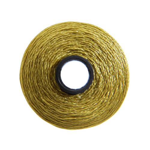 Close-up of a Glide 40 weight polyester thread bobbin in Prickly Pear, size M, with 132 yards of thread.