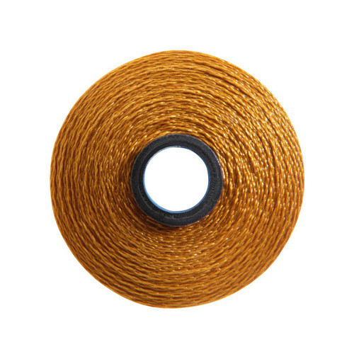 Close-up of a Glide 40 weight polyester thread bobbin in Desert Sunset, size M, with 132 yards of thread.