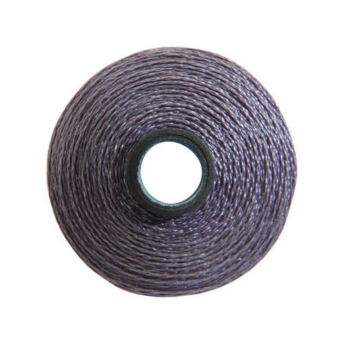 Close-up of a Glide 40 weight polyester thread bobbin in Titanium, size M, with 132 yards of thread.