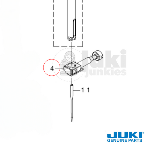 Diagram from a juki sewing machine parts manual showing the needle clamp assembly