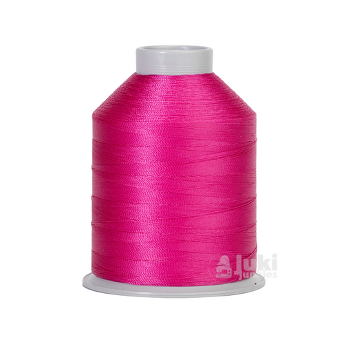 Close-up of a 2,175-yard spool of bonded nylon Tex 45 thread in Magenta, showing its smooth, glossy finish.