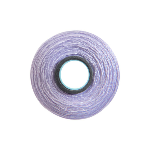 Close-up of a Glide 60 weight polyester bobbin in Tabriz Orchid, size L, with 130 yards of fine thread.