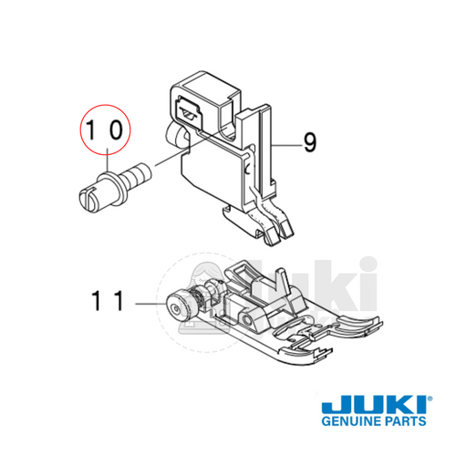 Parts break down of the ankle for snapping on presser feet and the screw that holds the ankle in place on Juki sewing machines