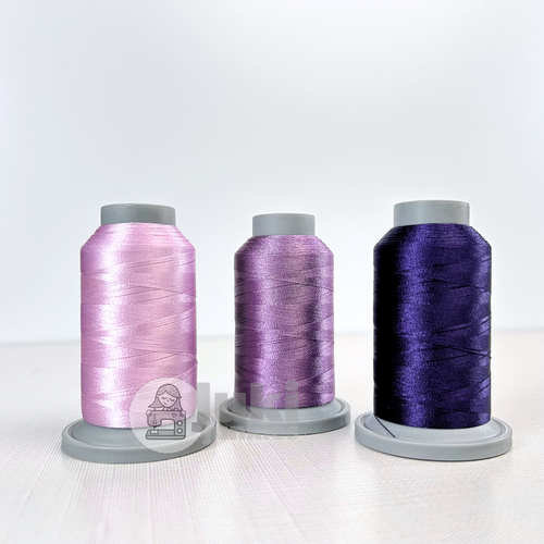 Shades of Concord, Thistle, Peacock in Glide 40w mini spools of 1100yd spools