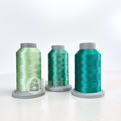 Shades of Sea Foam, Sea Mist, Mermaid  in Glide 40w mini spools of 1100yd spools