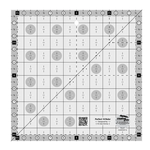Overview of Creative Grids Quilt Ruler Perfect 10 Square