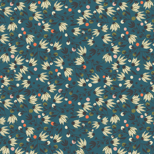 Edge Flower in Teal- Riverbank Yardage