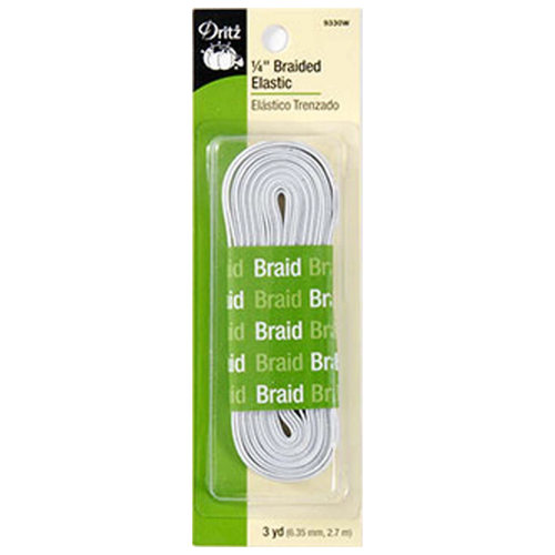 White Braided Elastic 1/4in x 3yds