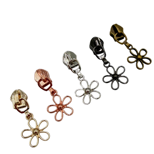 Fresh Flowers 4pc #5 Zipper Pulls