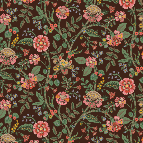 Floral in Cocoa - Gracie Yardage