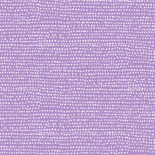 Close up of fabric which includes a purple background and small white dots