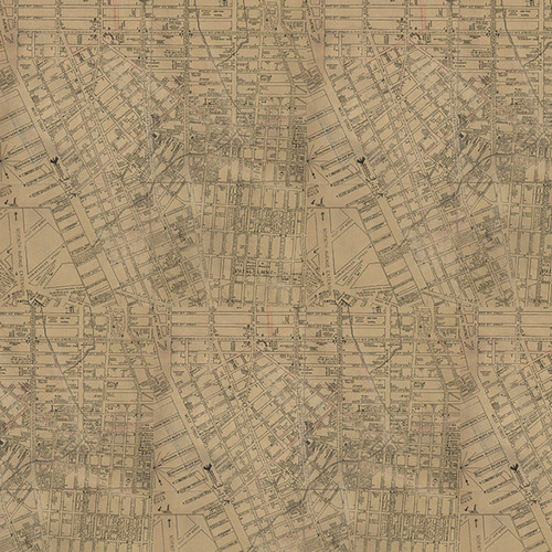 Close up of fabric with a black map outline and a neutral brown background